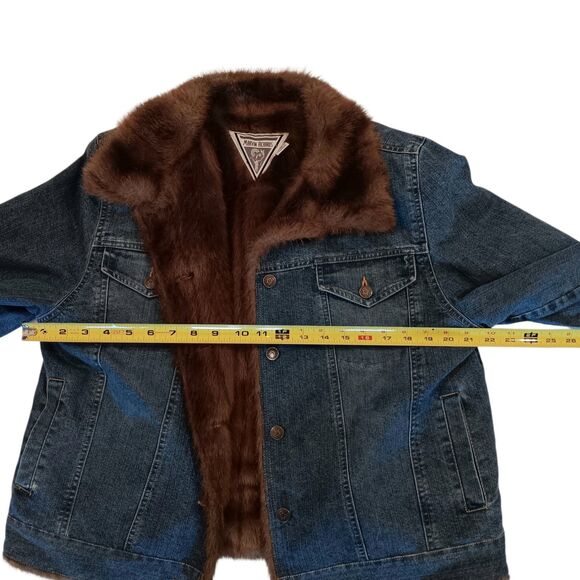 VTG Denim Jacket With Faux Fur Collar And Cuffs By Marvin Richards Women’s Large - Picture 7 of 13